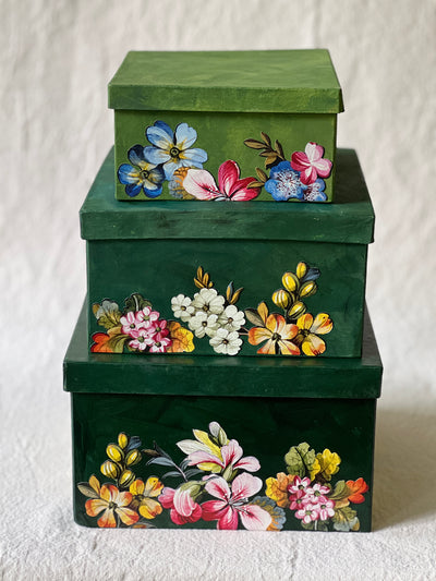 Handmade 3 tier Box set in Holiday Greens