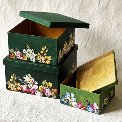 Handmade 3 tier Box set in Holiday Greens