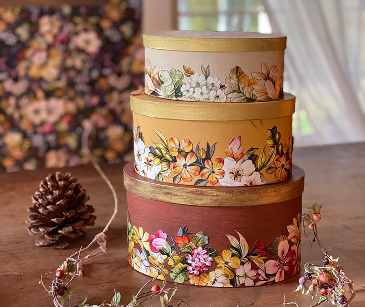 Fall Botanical Hatbox Set