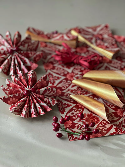 Red & Gold Paper Ornament Kit