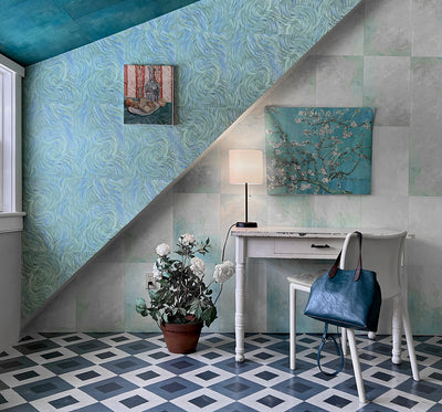 Cezanne Light Blue Painted Texture Wallpaper Sheets